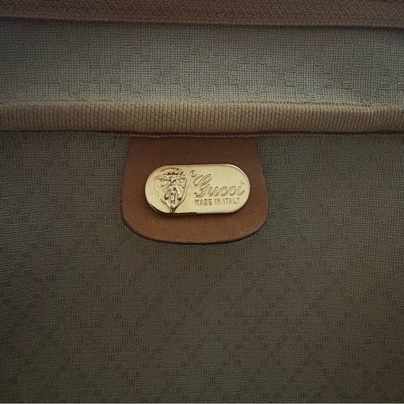 Gucci Vintage Authentic Coated Canvas Travel LuggageSherry Line Stripes 1980’s - Picture 7 of 17